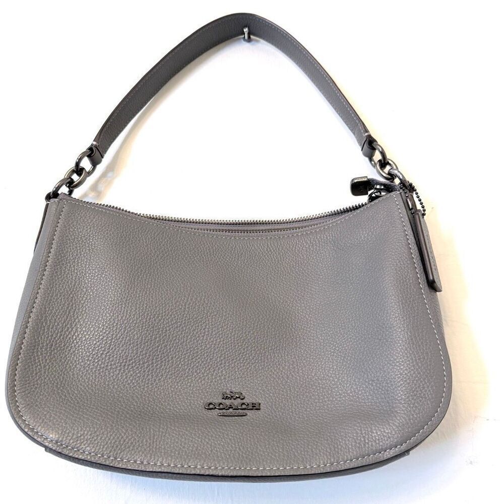 Coach Teri Pebbled Leather Convertible Hobo Purse Gray Shoulder Crossbody Bag